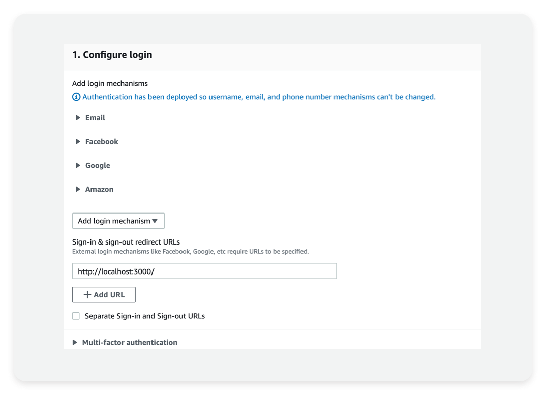 screenshot of AWS Amplify